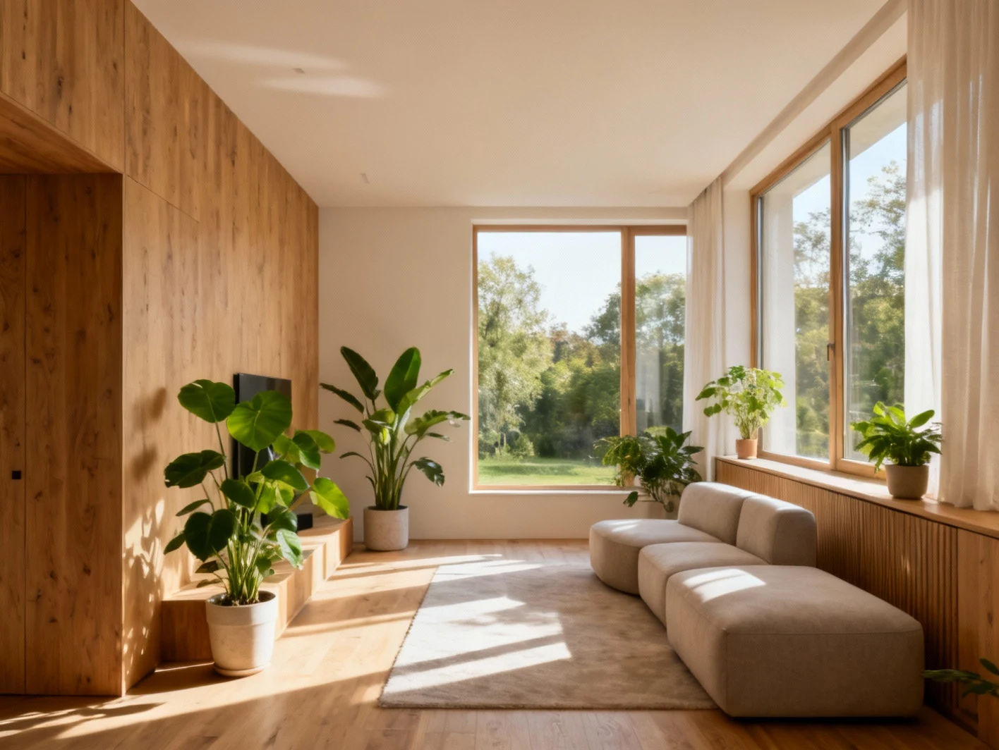 Salon lumineux avec d&eacute;coration soign&eacute;e